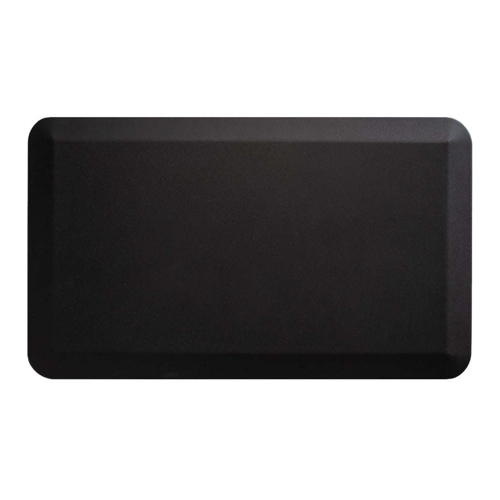 Black anti-fatigue mat. Extra comfort while staying up for long hours.